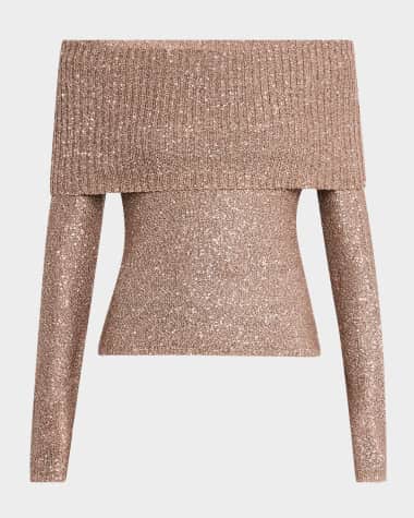 A.L.C. Evelyn Sparkly Off-The-Shoulder Top