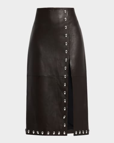 A.L.C. Naomi Stud-Embellished Faux Leather Midi Skirt