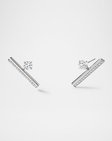 Hearts on Fire Barre 18K White Gold Pave Floating Diamond Climber Earrings
