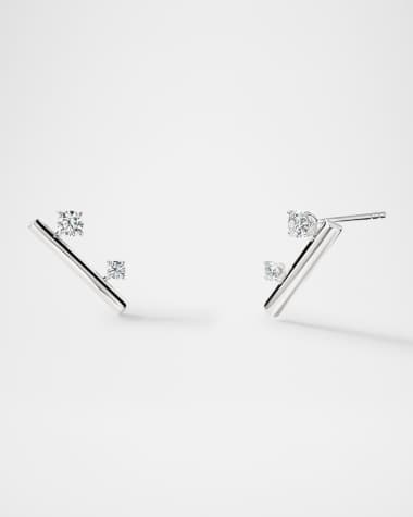 Hearts on Fire Barre 18K White Gold Floating Diamond Climber Earrings