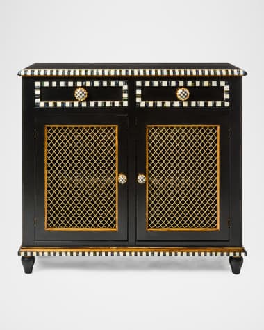 MacKenzie-Childs Courtly Criss-Cross Small Cabinet