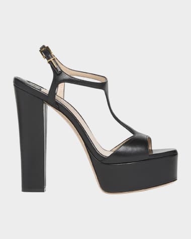 TOM FORD Leather T-Strap Platform Sandals