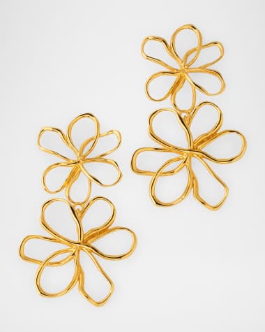 Oscar de la Renta Threaded Flower Drop Earrings