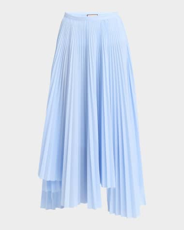 Plan C Long Asymmetric Pleated Skirt