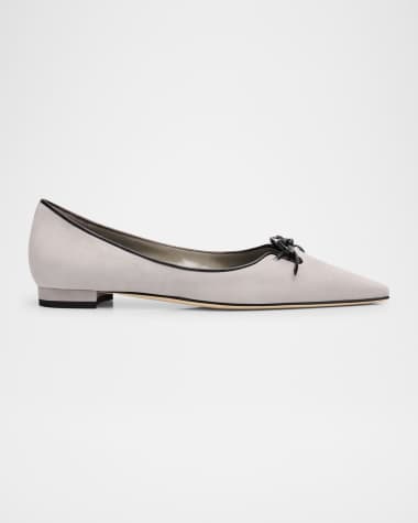 Manolo Blahnik Esmaa Suede Lace-Up Ballerina Flats