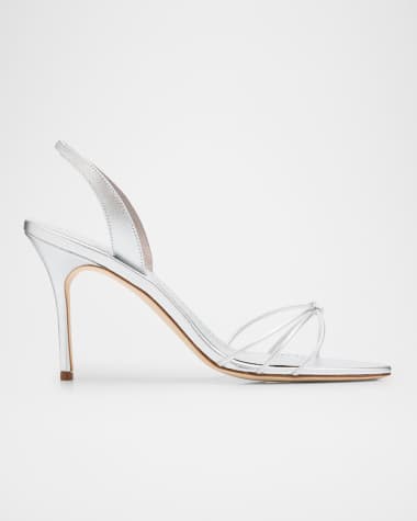 Manolo Blahnik Sareta Metallic Crisscross Halter Sandals