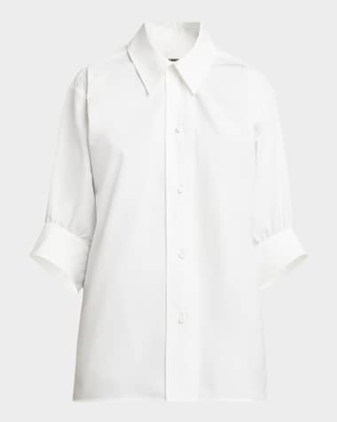 Jil Sander Three-Quarter Sleeve Poplin Blouse