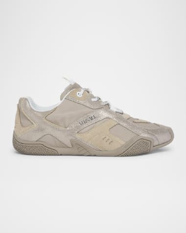 Versace Galaxia Metallic Suede Fashion Sneakers