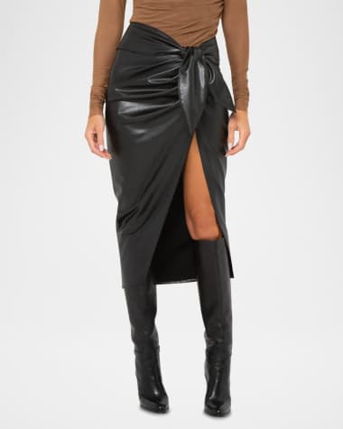 JBQ Dusk Faux Leather Tie-Front Skirt