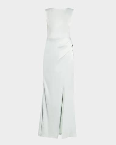SIMKHAI Tommy Draped Open-Back Column Gown