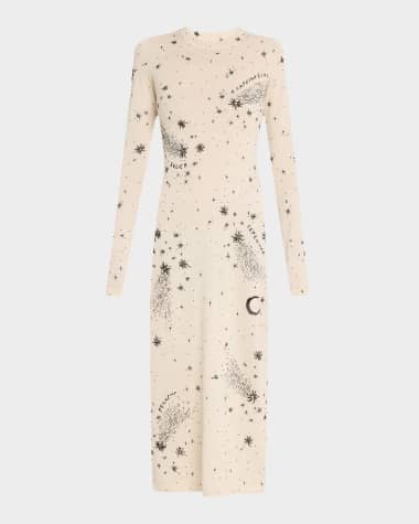 Altuzarra Ellima Bead Embroidered Long-Sleeve Midi Dress