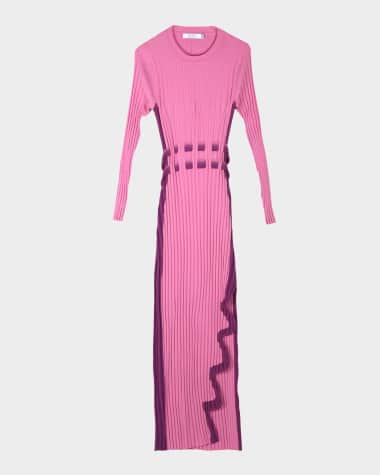 PH5 Aster Pleated Midi Dress with Wavy Slit