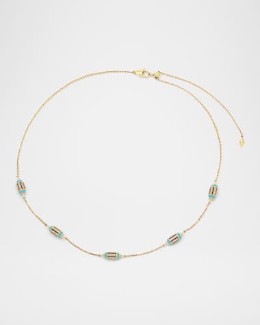 Al Zain Jewelry Merriyah 18K Yellow Gold Diamond Station Choker Necklace