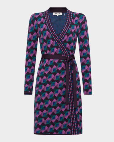 Diane von Furstenberg Edwina Geometric Jacquard Mini Wrap Dress