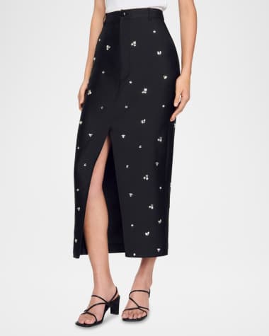 Sandro Interstellar Rhinestone Pencil Skirt