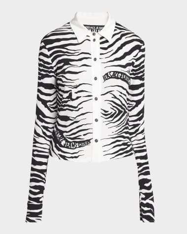 Versace Jeans Couture Long-Sleeve Zebra Top