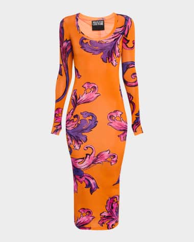 Versace Jeans Couture Long-Sleeve Bodycon Midi Dress