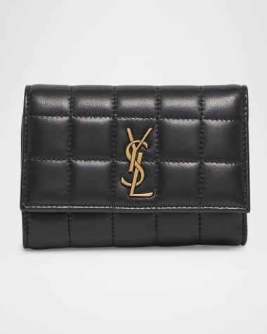 Saint Laurent YSL Slim Trifold Wallet in Quilted Leather