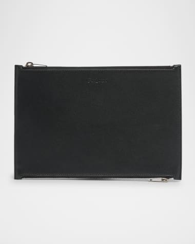 Saint Laurent Double-Zip Travel Pouch Bag in Leather