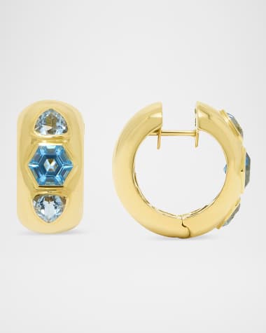 Stevie Wren 18K Yellow Gold The Deal Breaker Honeycomb Gemstone Hoop Earrings