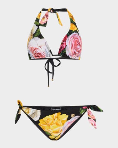 Dolce&Gabbana Peonies and Roses Two-Piece Swimsuit