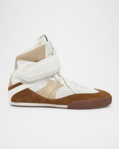 Chloe Kick High-Top Mesh Leather Sneakers