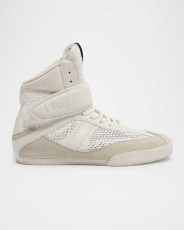 Chloe Kick High-Top Mesh Leather Sneakers