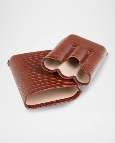 Brouk and Co Croc-Embossed Leather Triple Cigar Holder