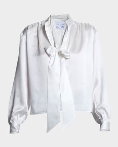 CISSA The Tie-Neck Silk Blouse