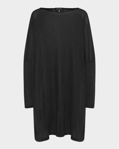 Eskandar Slim Sleeve Slash Neck Kaftan Sweater (Long Plus Length)