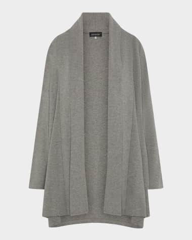 Eskandar Wide A-Line Shawl-Collar Cardigan (Long Plus Length)
