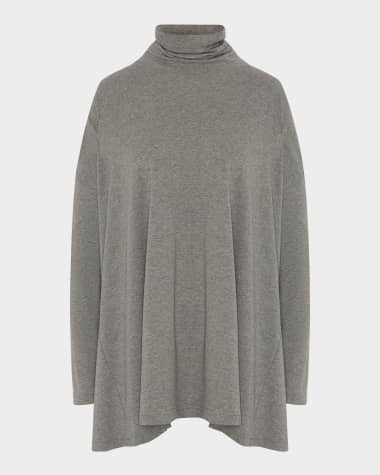 Eskandar Side Paneled Scrunch-Neck Top (Long Length)
