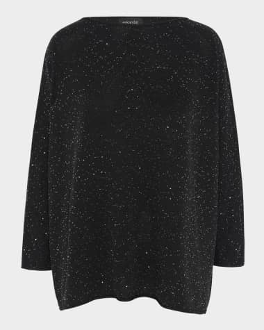 Eskandar Slim Sleeve Sideways Knitted Sweater (Mid Plus Length)