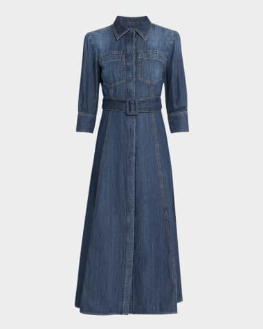 Marella Tartufo Belted Cotton Denim Midi Shirtdress