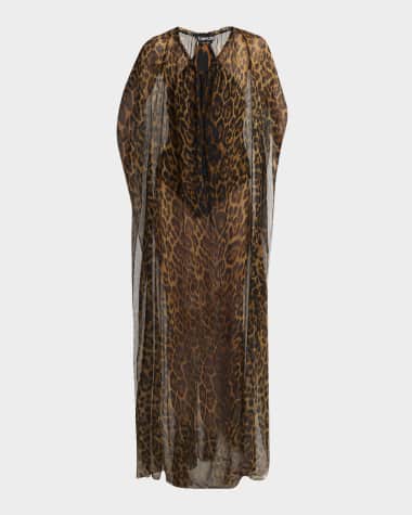 TOM FORD Leopard Print Sheer Kaftan