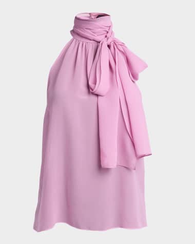 TOM FORD Silk Tie-Neck Halter Blouse