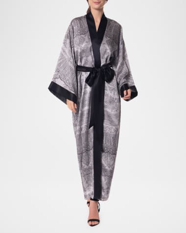 Christine Lingerie Bardot Lace-Print Silk Robe