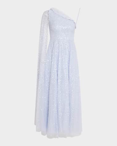 Needle & Thread Scatter Dot One-Shoulder Sequin Ankle Gown
