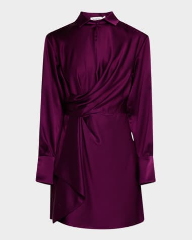 SIMKHAI Talit Draped Satin Mini Dress