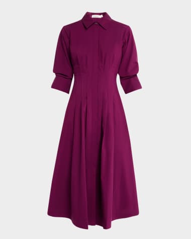 SIMKHAI Jazz Pintuck Midi Dress