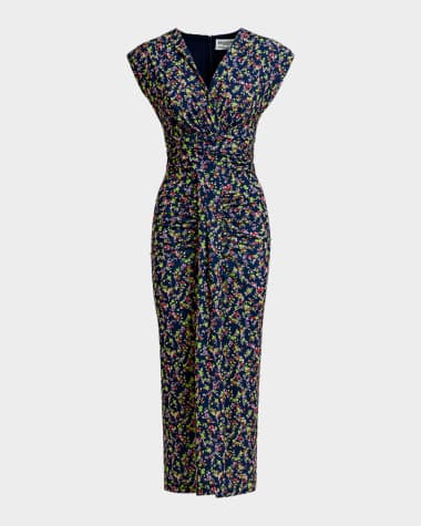 Essentiel Antwerp Hewing Floral-Printed Stretch Jersey Midi Dress