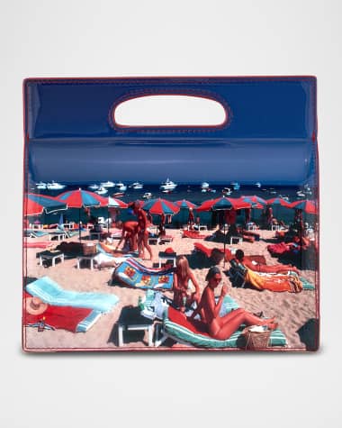 Tyler Ellis The Stella Beach-Print Leather Top-Handle Bag