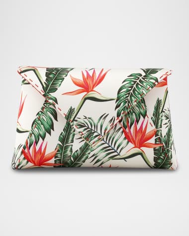 Tyler Ellis Lee Small Pouchet Plant-Print Clutch Bag