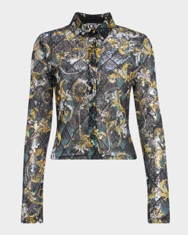 Versace Jeans Couture Sequined Long-Sleeve Shirt