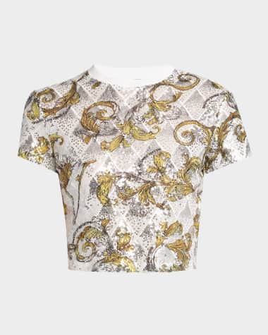 Versace Jeans Couture Sequined Crop T-Shirt