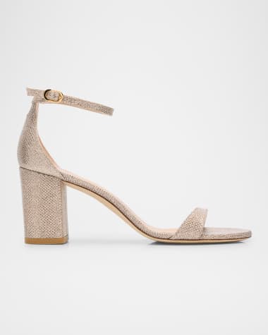Stuart Weitzman Nudist II Metallic Ankle-Strap Sandals