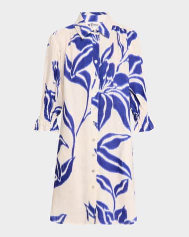 Finley Miller Floral-Print Linen Shirtdress