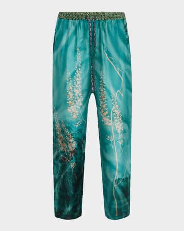 Pierre-Louis Mascia Cropped Floral-Print Silk Pants