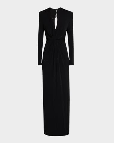 Ungaro Twist-Front Rhinestone Gown