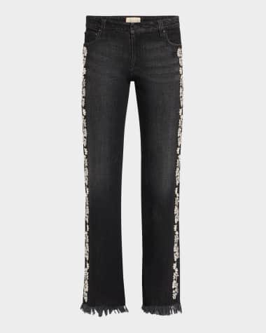 Alice + Olivia Roxie Embellished Straight-Leg Jeans